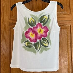 Pink and White Tropical Floral Tank Top